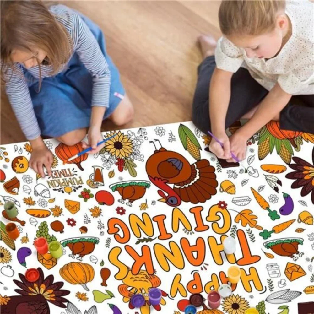 Thanksgiving Giant Coloring Poster/Table Cloth Jumbo‎ Crafts for Kids-30 x 72